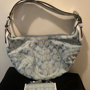 COPY - Coach Blue and White Signature Shoulder Bag